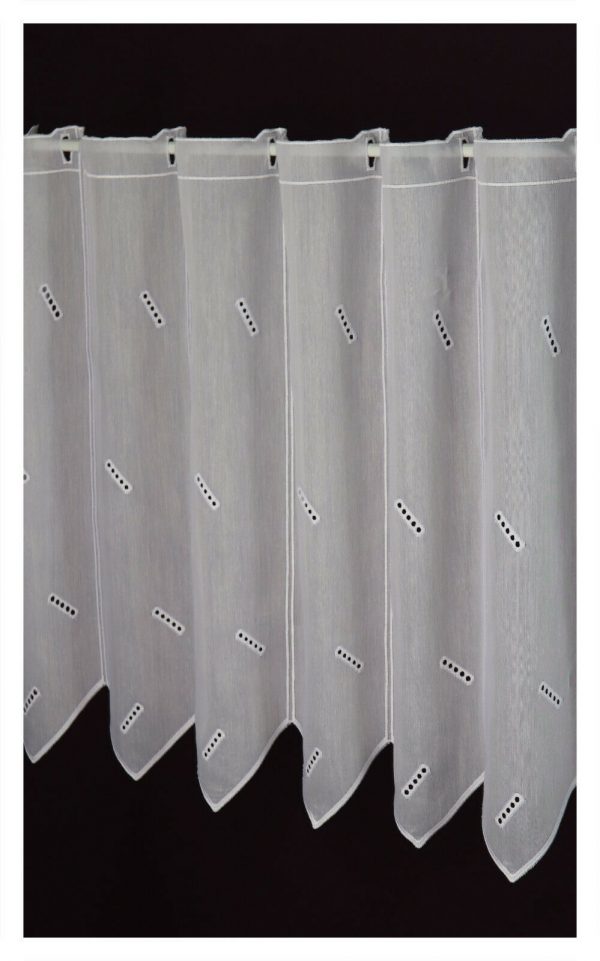 Weiße Plauener Spitze-Scheibengardine nach Maß in 60 cm hoch und wählbarer Breite in 16 cm Schritten