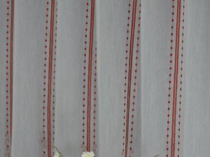Weiß-Rot bestickte Scheibengardine nach Maß 60 (H) cm wählbare Breite in 16 cm Schritten