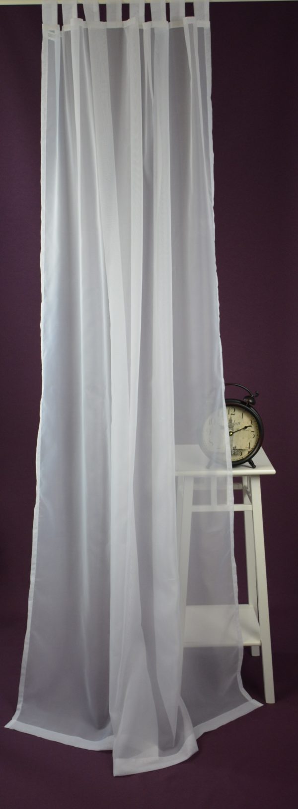 Schlaufenschal Gardine, halbtransparent, Voile Uni, HxB 245 x 140 cm, weiß – Bild 2