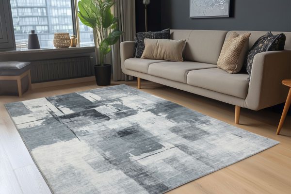 OBSESSION Teppich Posh 300 – modernes Design, 12 mm Höhe, rechteckig, grau/taupe/terrakotta, vegan & strapazierfähig
