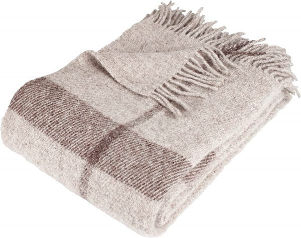 Wolldecke Scandi Plaid 130x200 cm – 100 % Schurwolle mit Woolmark Siegel  – Nachhaltige Wohndecke, beige – Bild 5