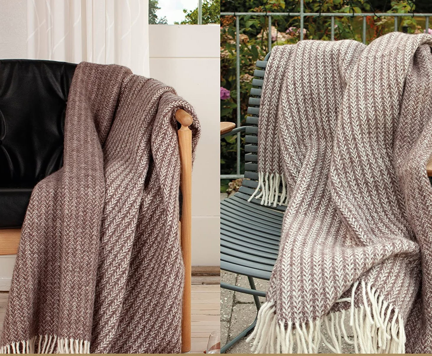 Wolldecke Scandi Wende-Plaid 130x200 cm – 100 % Schurwolle mit Woolmark Siegel – Nachhaltige Wohndecke