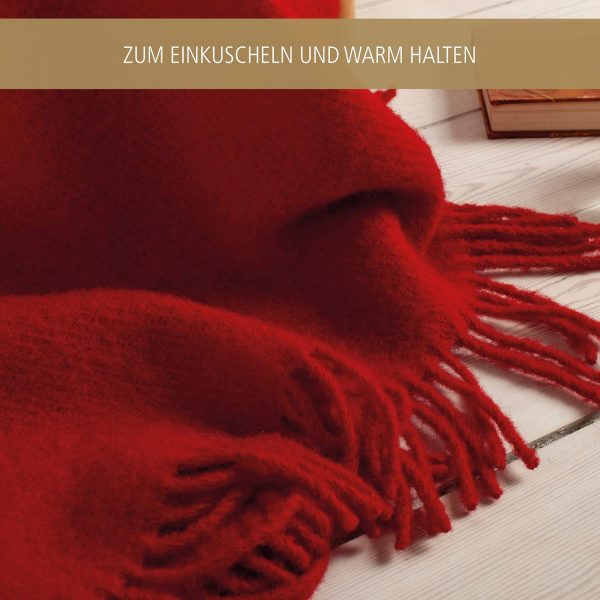 Wolldecke Solid – 100 % Schurwolle, 130x200 cm, Woolmark-zertifiziert, nachhaltig, Rot – Bild 4