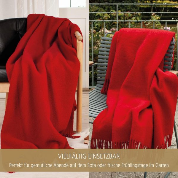 Wolldecke Solid – 100 % Schurwolle, 130x200 cm, Woolmark-zertifiziert, nachhaltig, Rot – Bild 3