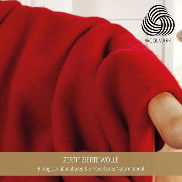 Wolldecke Solid – 100 % Schurwolle, 130x200 cm, Woolmark-zertifiziert, nachhaltig, Rot – Bild 2