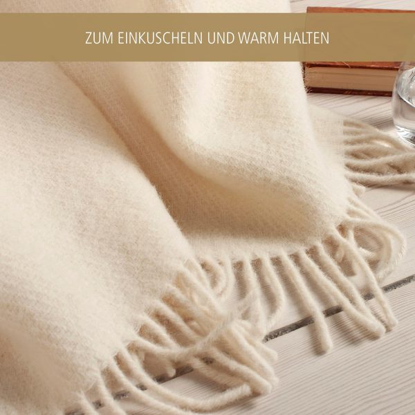Wolldecke Solid – 100 % Schurwolle, 130x200 cm, Woolmark-zertifiziert, nachhaltig, Natur – Bild 4
