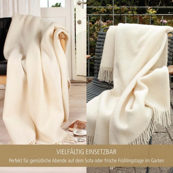 Wolldecke Solid – 100 % Schurwolle, 130x200 cm, Woolmark-zertifiziert, nachhaltig, Natur – Bild 3