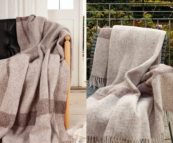 Wolldecke Scandi Plaid 130x200 cm – 100 % Schurwolle mit Woolmark Siegel  – Nachhaltige Wohndecke, beige – Bild 2