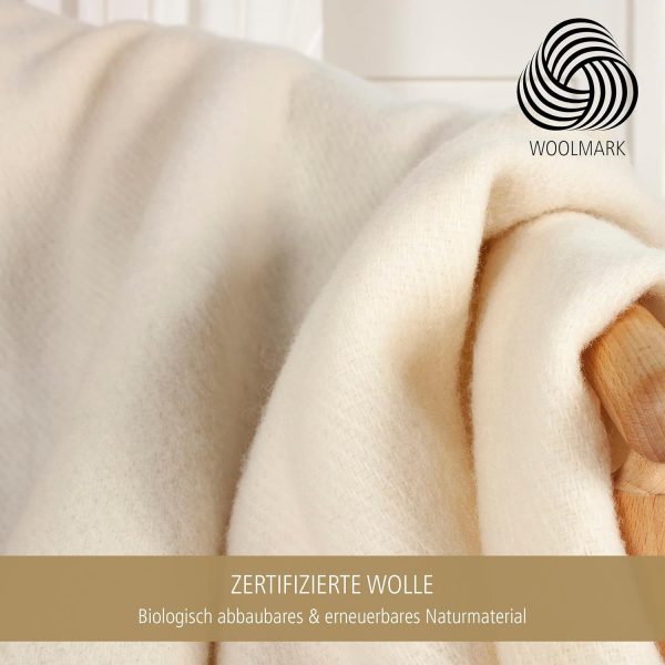 Wolldecke Solid – 100 % Schurwolle, 130x200 cm, Woolmark-zertifiziert, nachhaltig, Natur – Bild 2