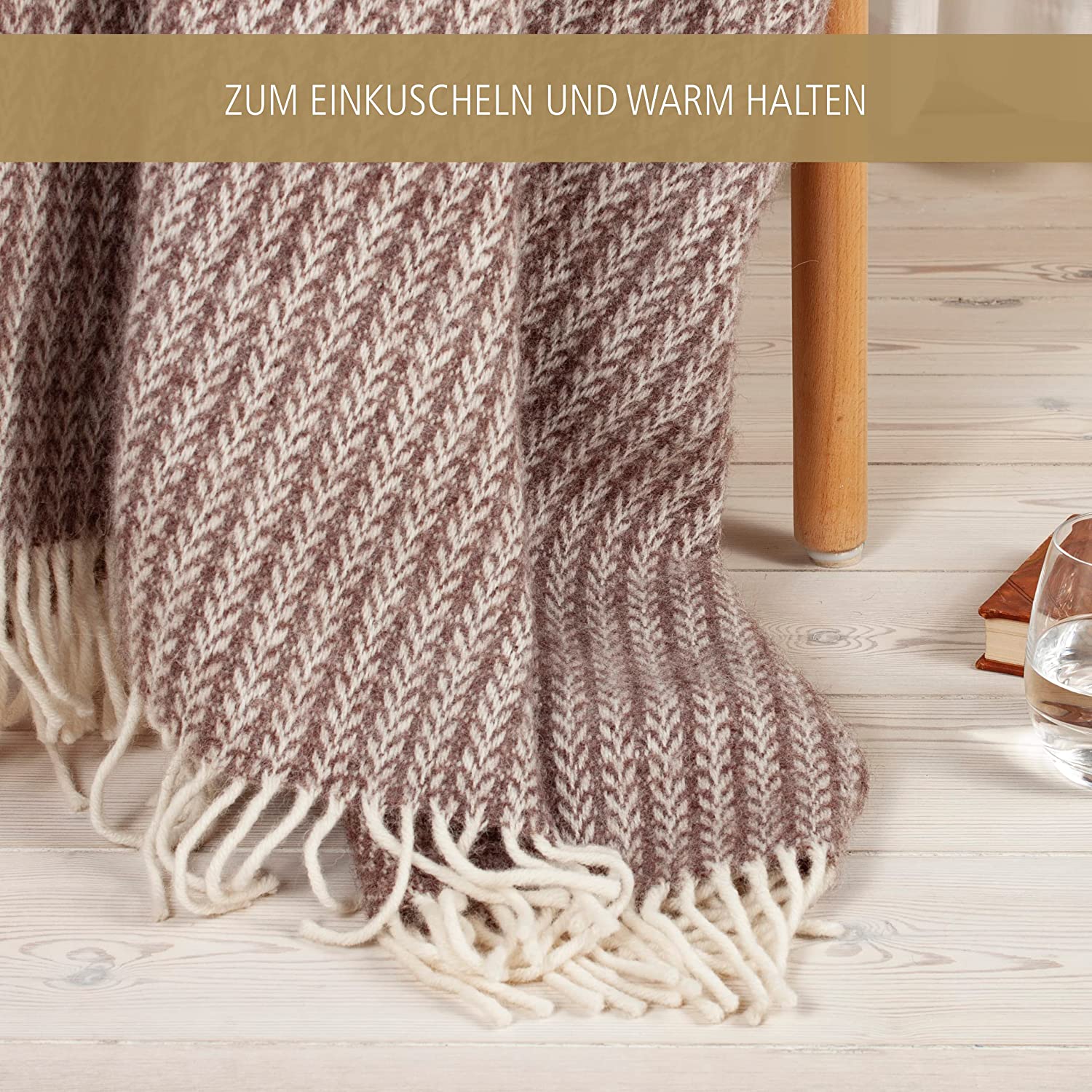 Wolldecke Scandi Wende-Plaid 130x200 cm – 100 % Schurwolle mit Woolmark Siegel – Nachhaltige Wohndecke – Bild 4