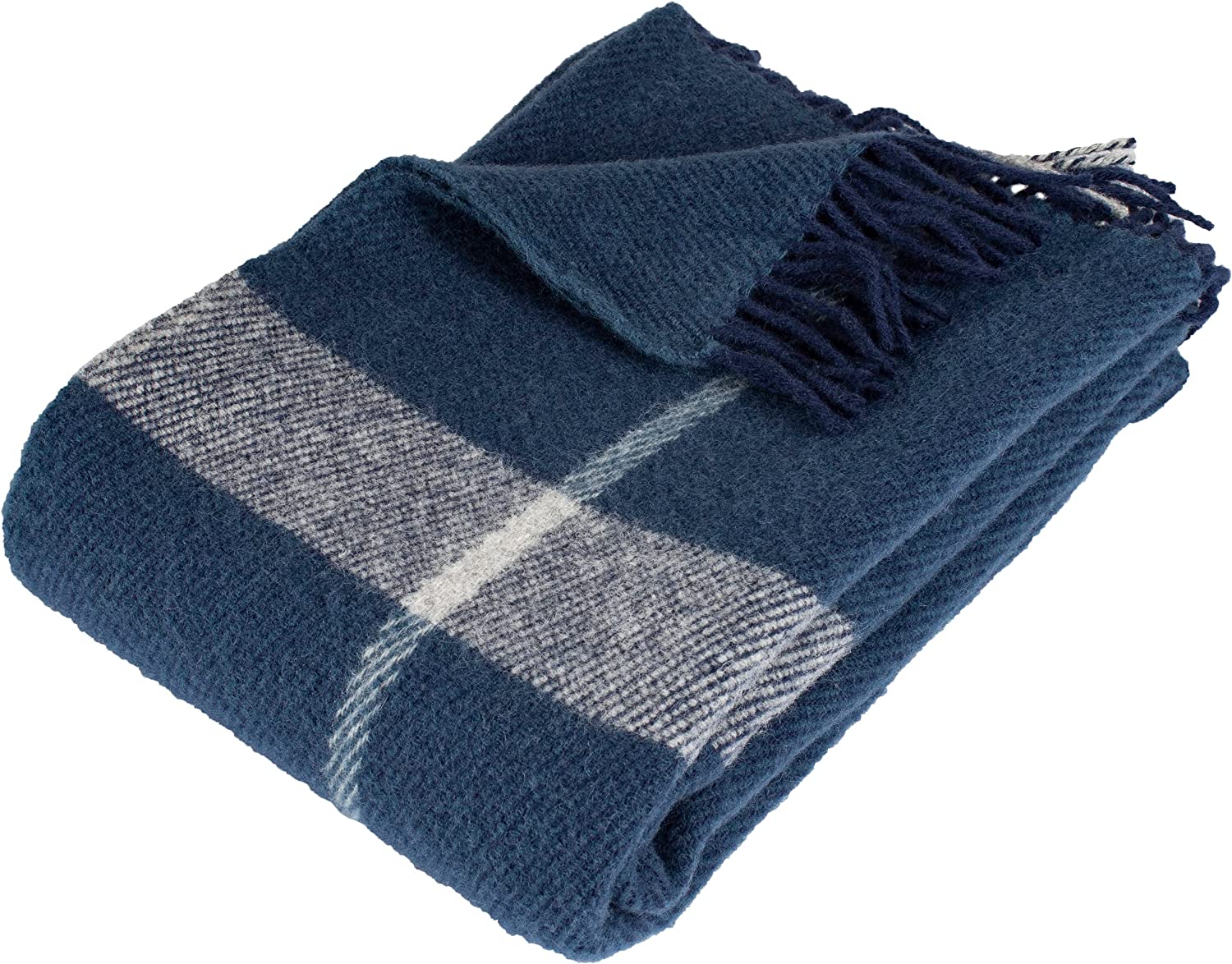 Wolldecke Scandi Plaid 130x200 cm – 100 % Schurwolle mit Woolmark Siegel – Nachhaltige Wohndecke, blau – Bild 6