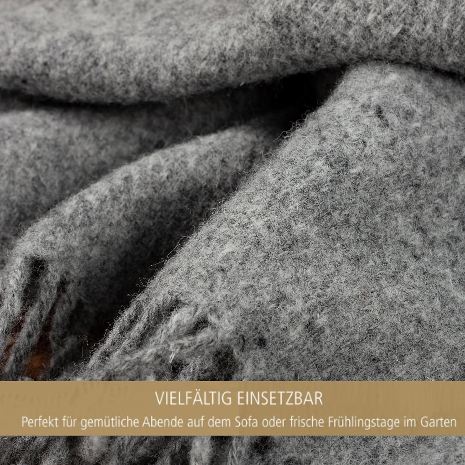 Wolldecke Scandi Plaid 130x200 cm – 100 % Schurwolle mit Woolmark Siegel – Nachhaltige Wohndecke, grau – Bild 5