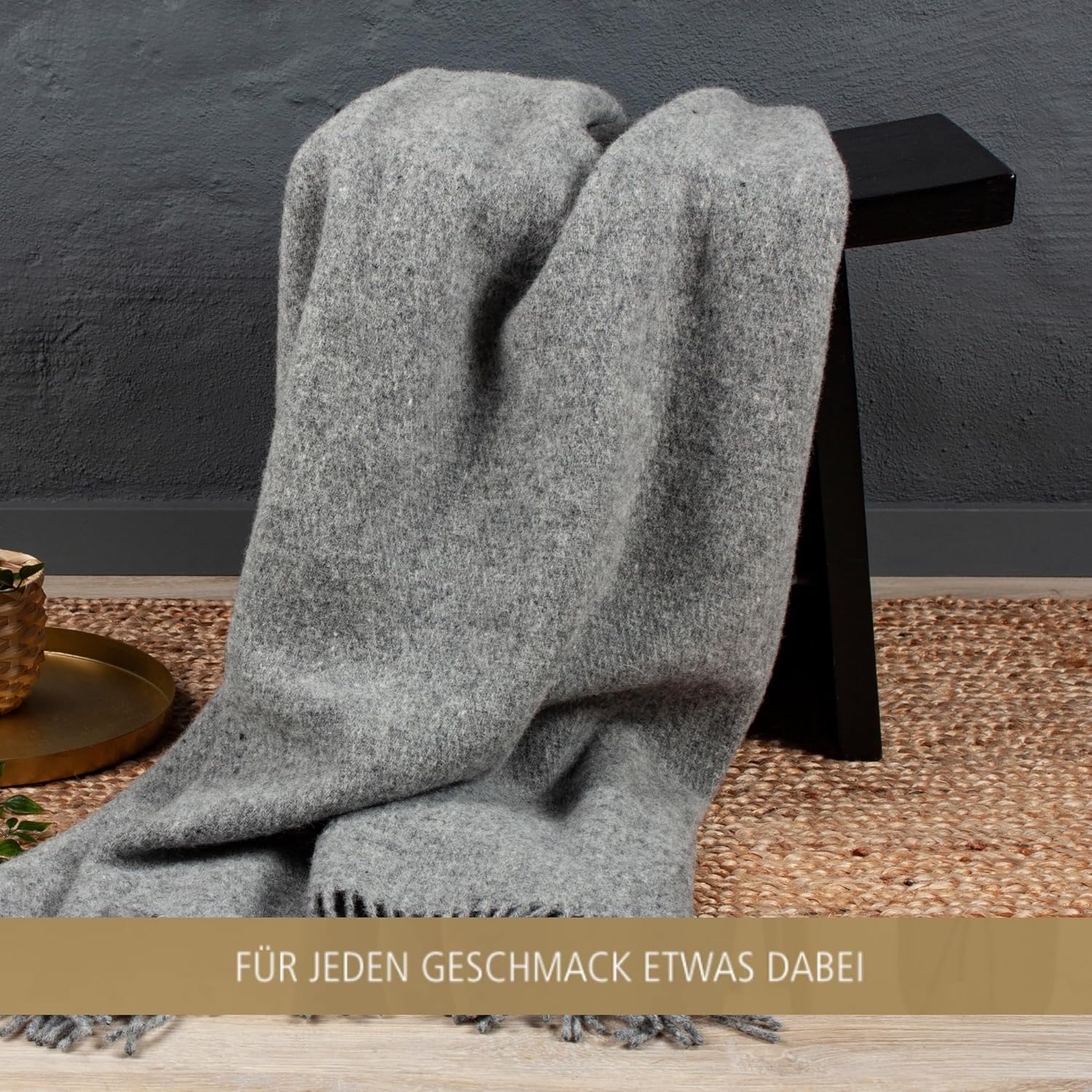 Wolldecke Scandi Plaid 130x200 cm – 100 % Schurwolle mit Woolmark Siegel – Nachhaltige Wohndecke, grau – Bild 3